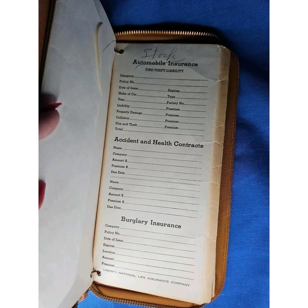 Liberty National Life Insurance Vintage Leather Valuable Papers Will Holder Case